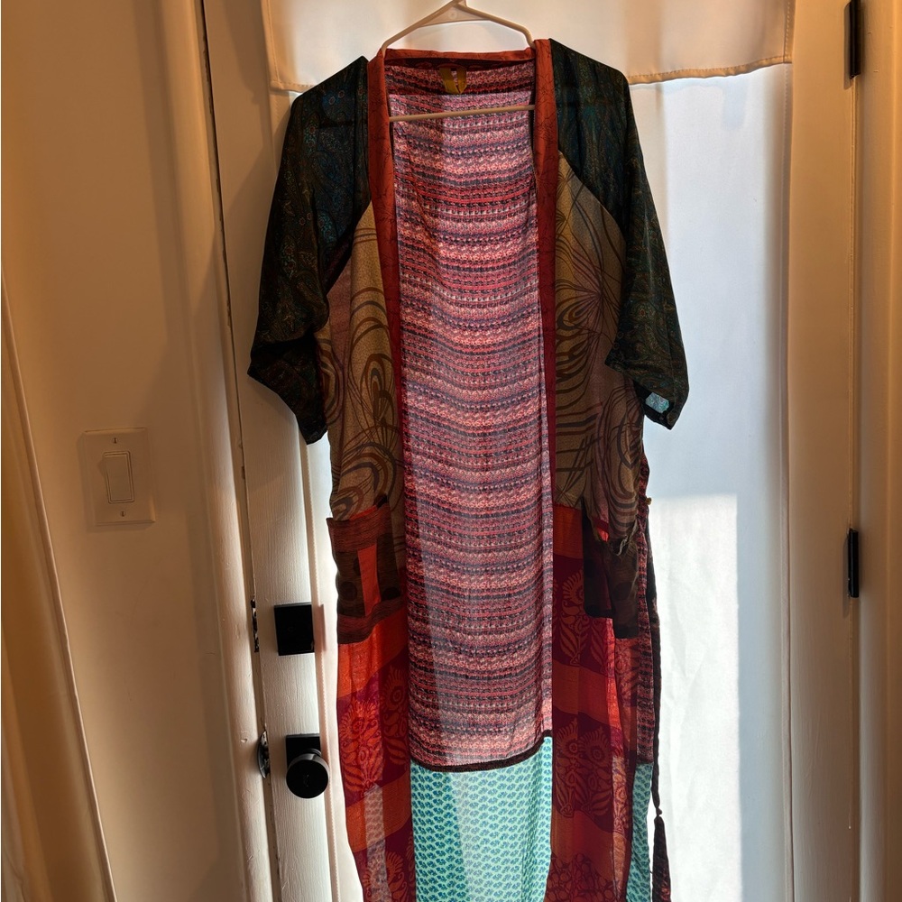 Colorful Open Front Kimono Cardigan
